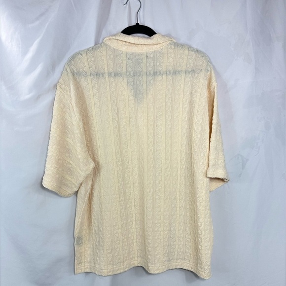 NWT Nova Men check my bank statement knit textured button down size M - Picture 6 of 8